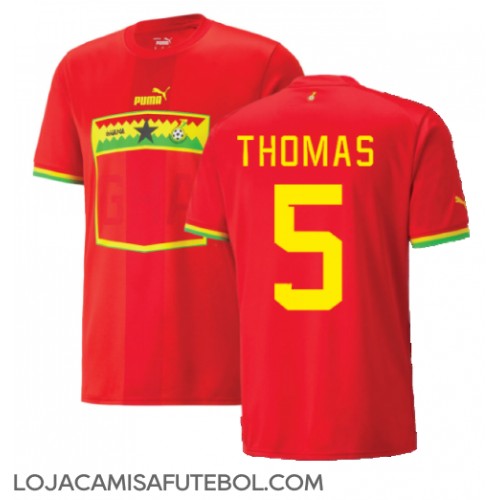 Camisa de Futebol Gana Thomas Partey #5 Equipamento Secundário Mundo 2022 Manga Curta